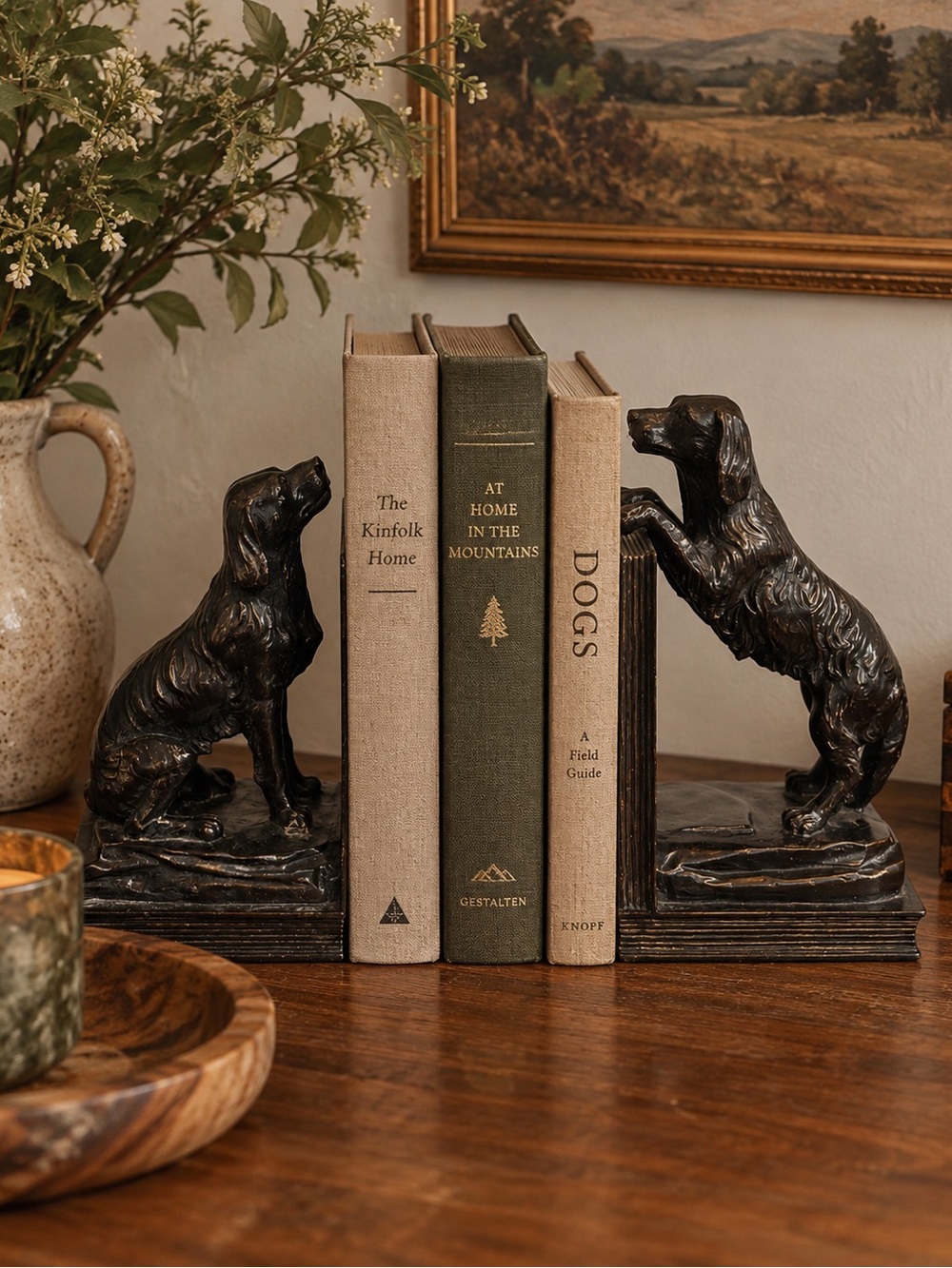 Black Spaniel Dog Bookends - Classic Black Decorative Bookends
